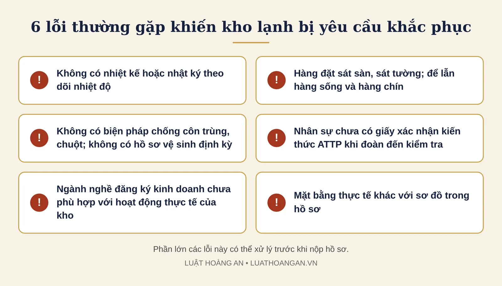 các lỗi thường gặp khiến kho lạnh bị yêu cầu khắc phục khi xin giấy VSATTP